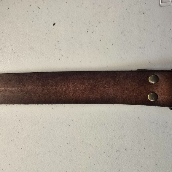 Vintage Harmony Metal Solid Brass Belt Buckle with Belt Wood Inlay - Picture 4 of 4